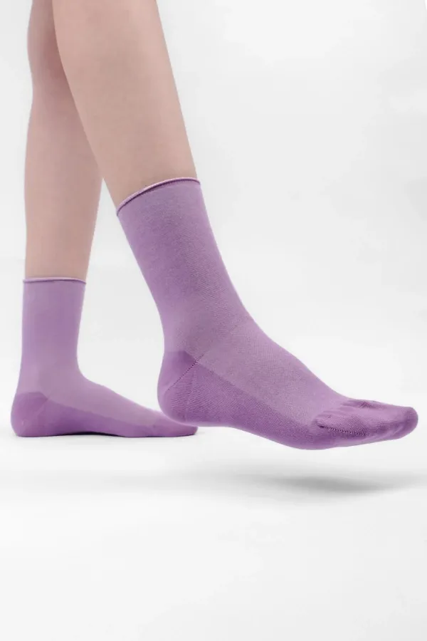 Chaussettes égyptiennes en bambou pour femmes diabétiques, sans élastique, violettes