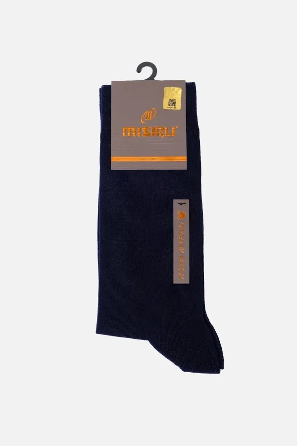 Mısırlı Erkek Organik Pamuklu Tekli Soket Çorap Lacivert