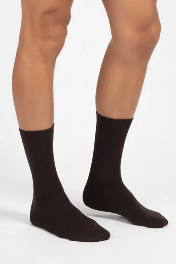 Chaussettes ergonomiques en bambou pour homme, marron, de fabrication égyptienne