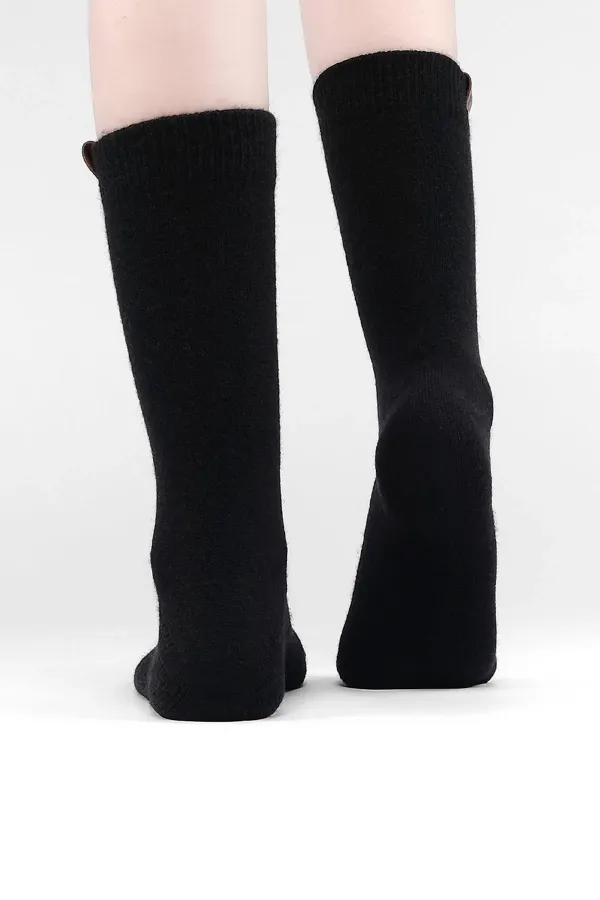 Mısırlı Kadın Kuzu Yünü Tekli Soket Çorap Siyah