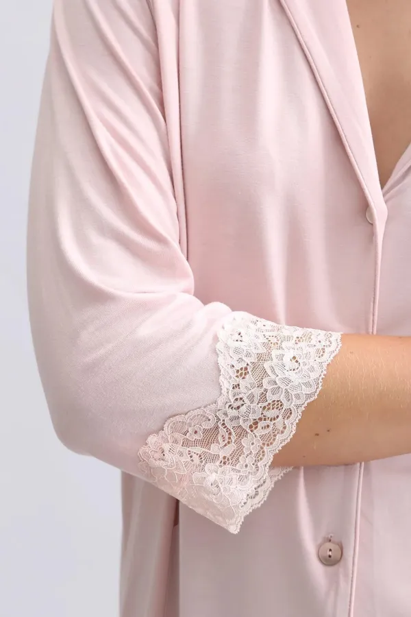 Mısırlı Kadın Bambu Pijama Takımı Açık Pembe