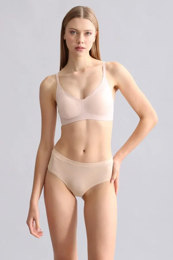 Mısırlı Modal By TENCEL HERA Gizli Lastikli Brazillian 3'Lü Külot Ten Rengi