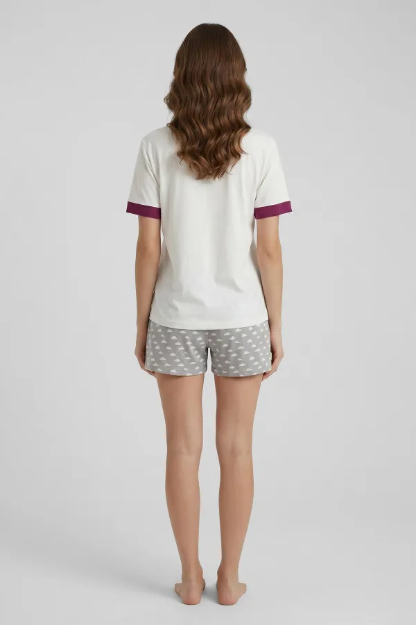 Egyptian Women's Printed Shorts Set White-Gray Egyptian Women's Printed Shorts Set White-Gray