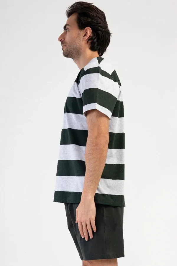 Mısırlı Erkek Pamuklu Kısa Kollu Şort Pijama Takımı Gri Melanj