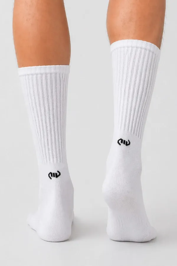 Mısırlı Unisex Pamuklu Spor Çorap, 3'Lü Beyaz