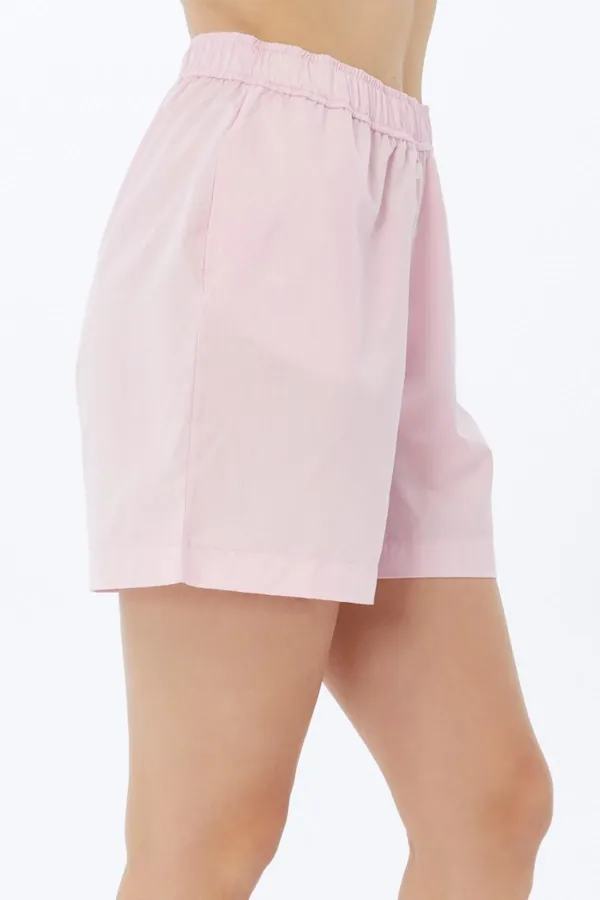 Mısırlı Pamuklu Poplin Şort Açık Pembe