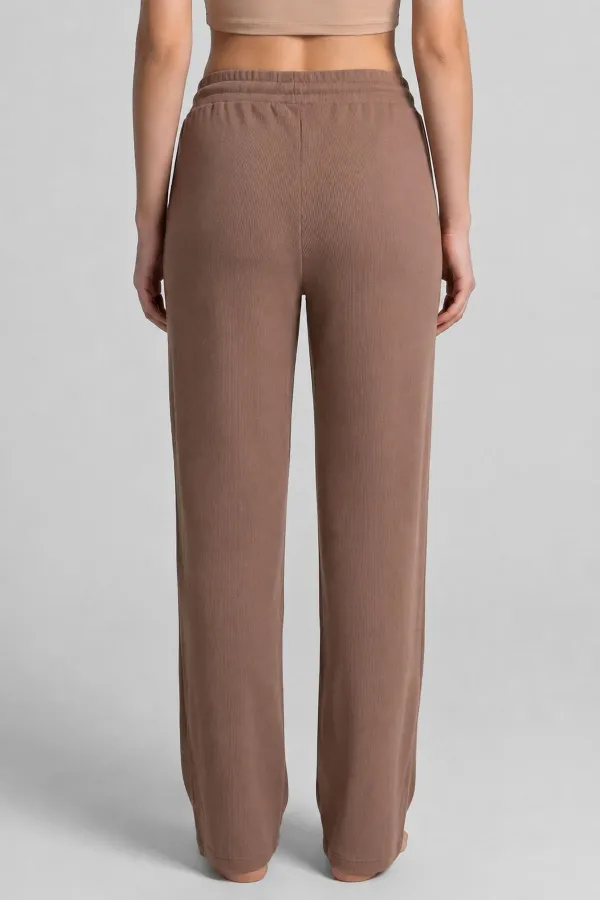 Mısırlı Kadın Modal Pamuk Karışımlı Beli Lastikli Pijama Açık Kahverengi