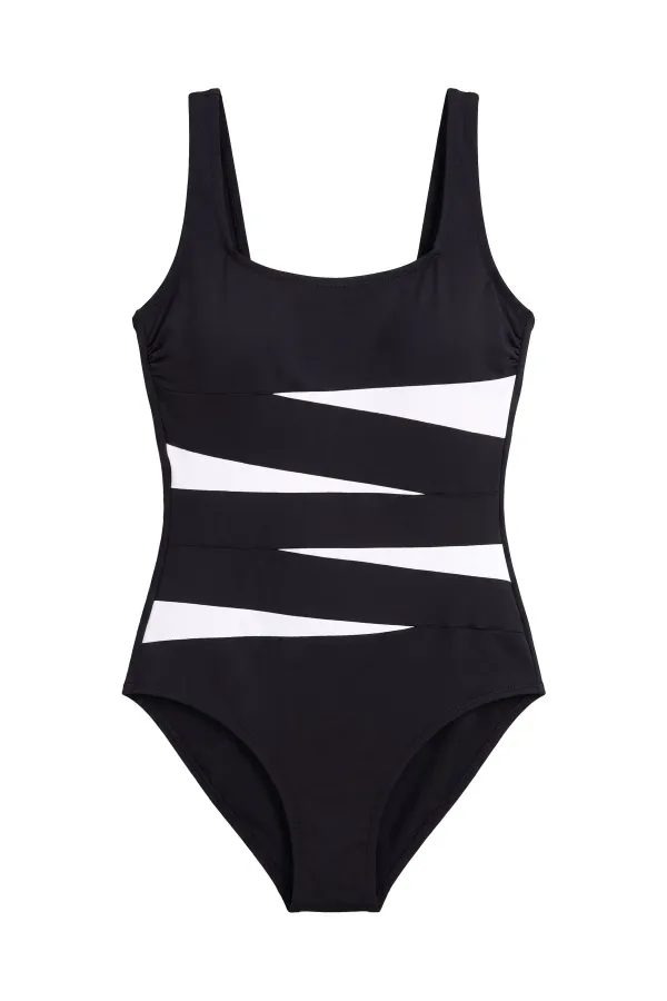 Egyptian Patterned Plus Size Swimsuit Black Egyptian Patterned Plus Size Swimsuit Black