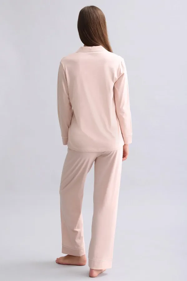 Mısırlı Kadın %100 Pamuk Pijama Takımı Açık Pembe