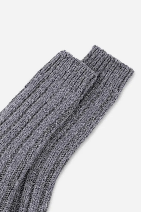 Mısırlı Unisex 5 Kat Alpaka Yünü Kışlık Tekli Soket Çorap Gri