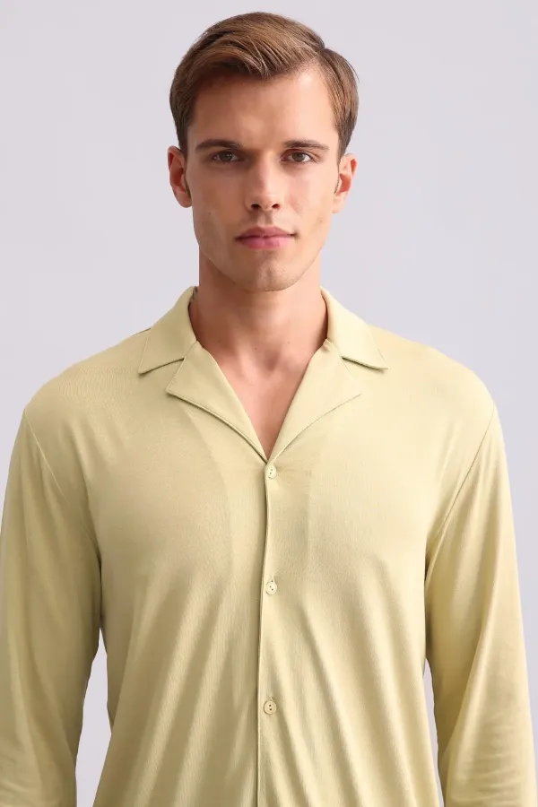 Chemise égyptienne à manches longues en bambou, vert sauge