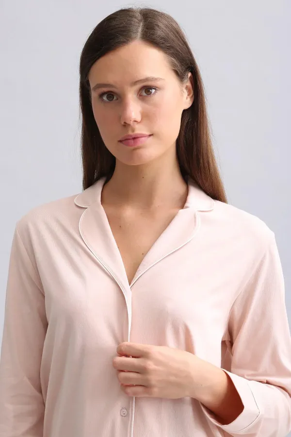 Mısırlı Kadın %100 Pamuk Pijama Takımı Açık Pembe