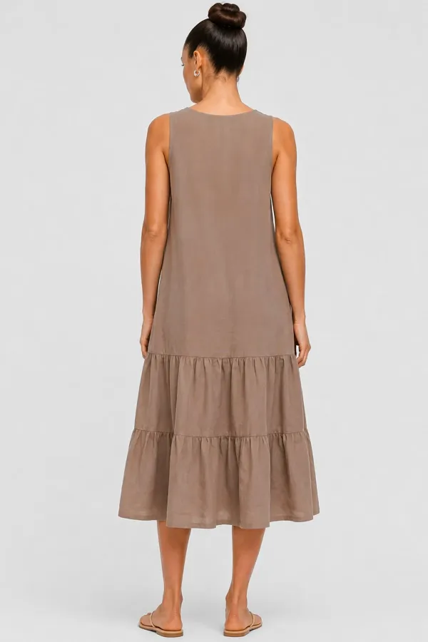 Robe sans manches en coton beige pour femme égyptienne