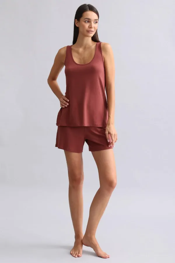 Kadın Bambu Regular Pijama Üst Bordo Kadın Bambu Regular Pijama Üst Bordo
