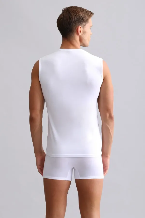 Mısırlı Modal By TENCEL HERCULES Slim Fit V-Neck Athletic Tank Top / T-Shirt White