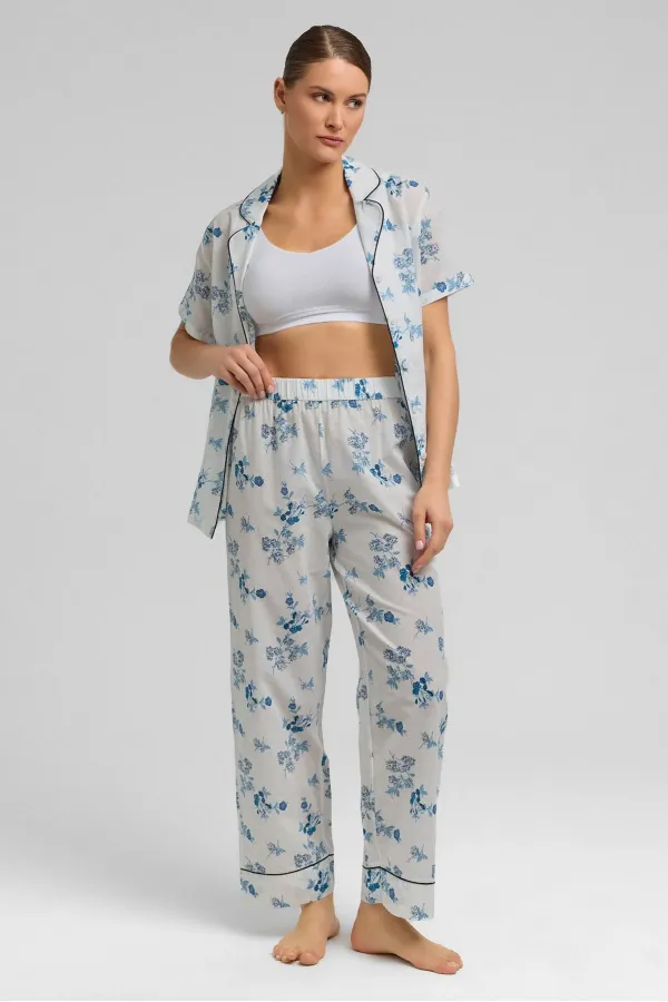 Mısırlı Women's Cotton Pajama Bottoms White