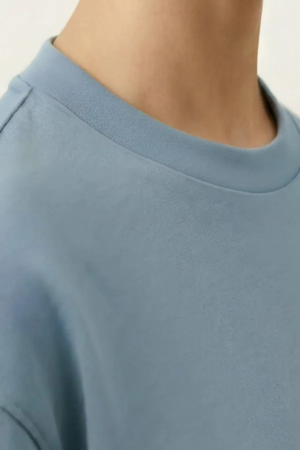 Mısırlı Kadın Modal Karışımlı Crop Sweatshirt Mavi Mısırlı Kadın Modal Karışımlı Crop Sweatshirt Mavi