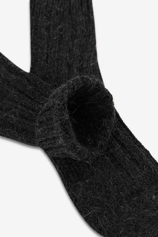 Mısırlı Unisex 5 Kat Alpaka Yünü Kışlık Tekli Soket Çorap Antrasit