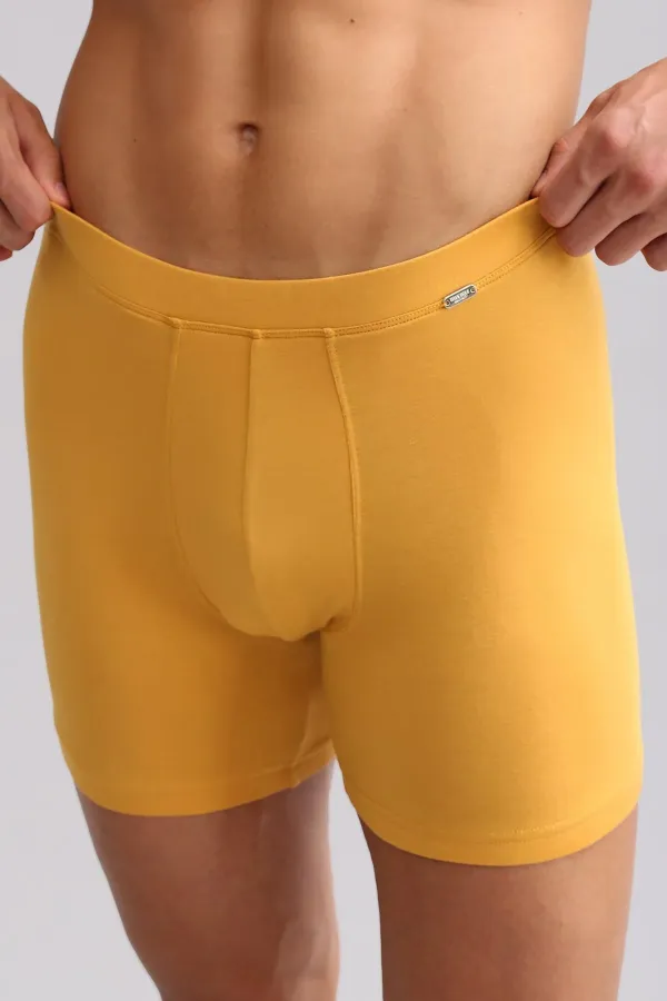 Mısırlı ORGANIC Pamuklu ZEUS LUXURY Regular Fit Metal Armalı Long Boxer Hardal