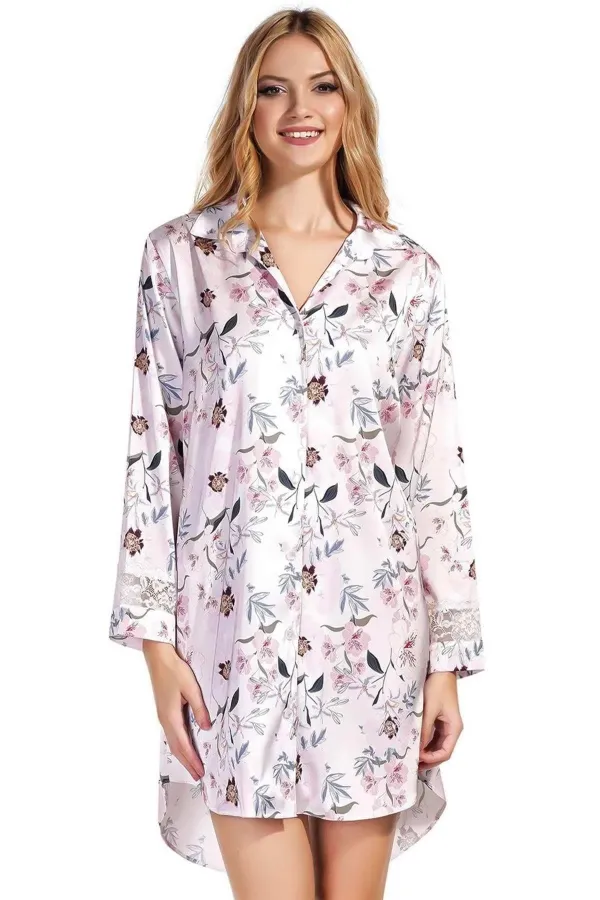 Mısırlı Women's Satin Long-Sleeve Shirt, Cream