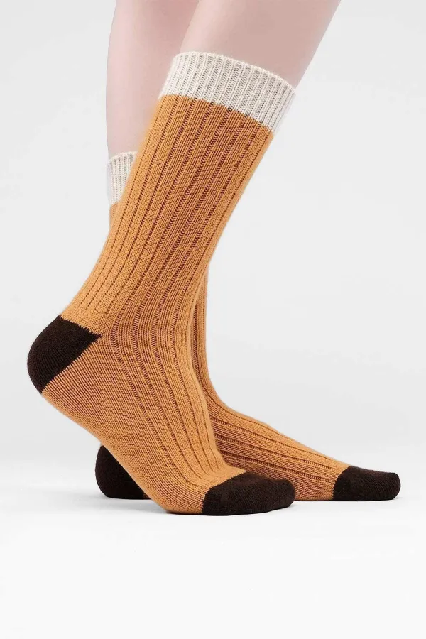 Mısırlı Women's Lambswool Single Socket Socks Saffron