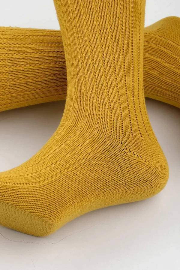 Mısırlı Unisex Pamuklu Bio Cotton Kışlık Soket Çorap Hardal