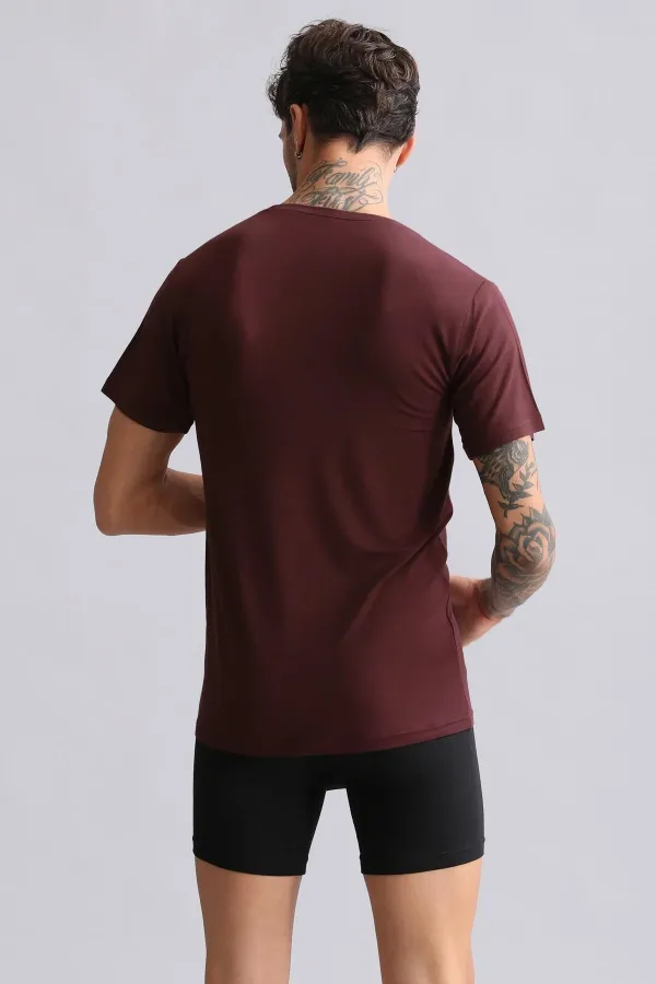 Mısırlı Modal By TENCEL HERCULES Slim Fit Bisiklet Yaka Fanila / T-Shirt Bordo