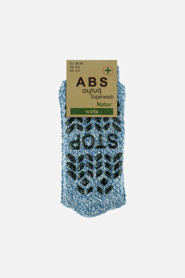 Chaussettes d'hiver bleues en laine mérinos pour femmes égyptiennes, coupe-froid, semelle antidérapante.