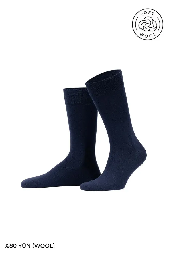 Men's Wool Single Derby Socks Navy Blue