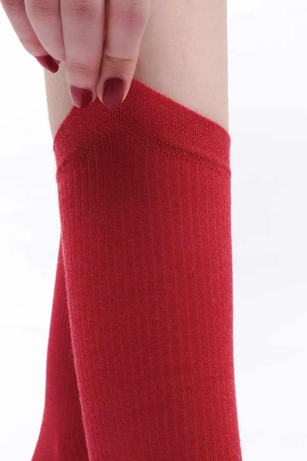 Mısırlı Kadın Modal Kaşmir Tekli Soket Çorap Kırmızı
