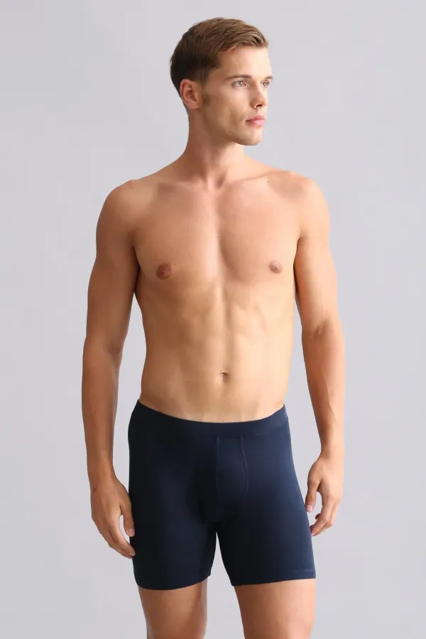 Mısırlı BAMBOO ZEUS Regular Fit Long Boxer Shorts Navy Blue