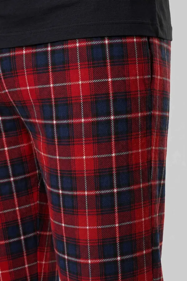 Mısırlı Erkek Pamuk Ekoseli Alt Pijama Kırmızı