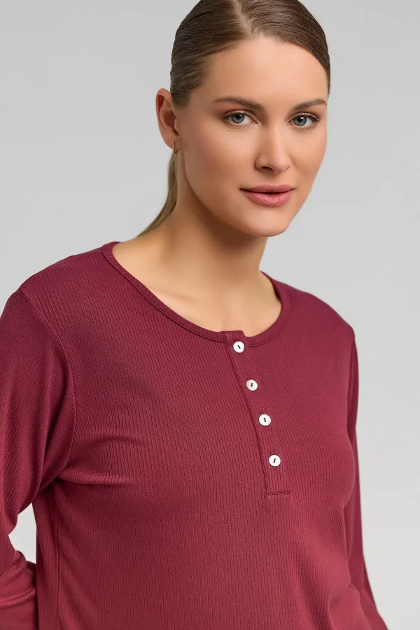 Women's Corset Long-Sleeve Sweatshirt Burgundy