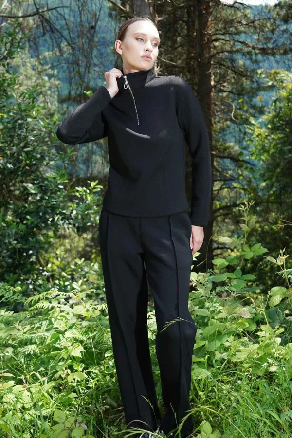 Ensemble de survêtement noir à manches longues pour femme, style égyptien