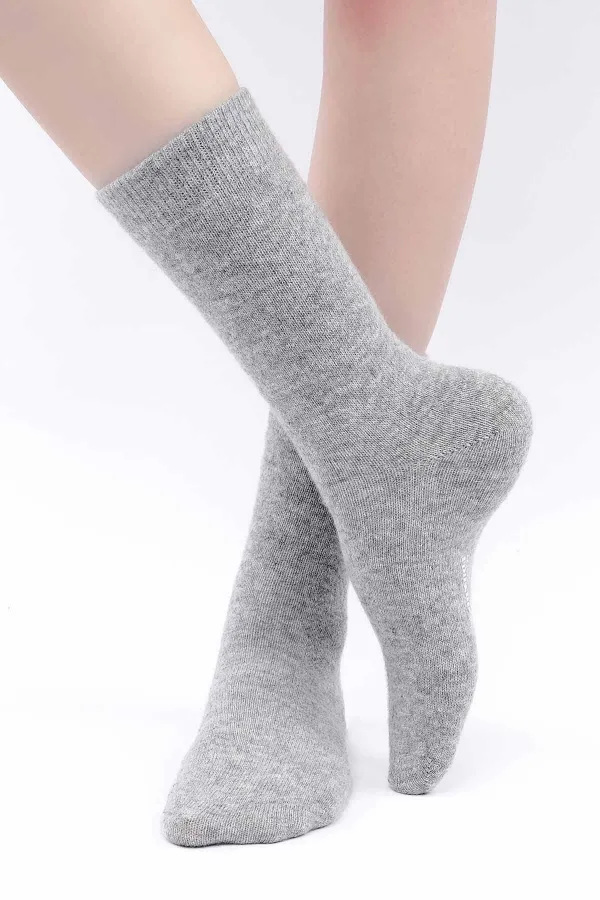 Chaussettes égyptiennes en laine de mouton, maille simple, gris clair