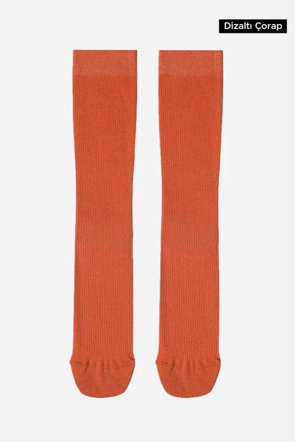 Chaussettes hautes unisexes en coton biologique égyptien, style aviateur, avec technologie de serrage spéciale, rouge rouille