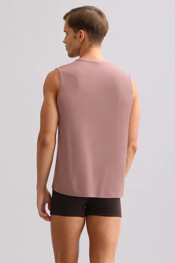 ZEUS LUXURY Regular Fit Crew Neck Athletic Tank Top/T-Shirt from Egypt, Lavender (Organic Cotton)