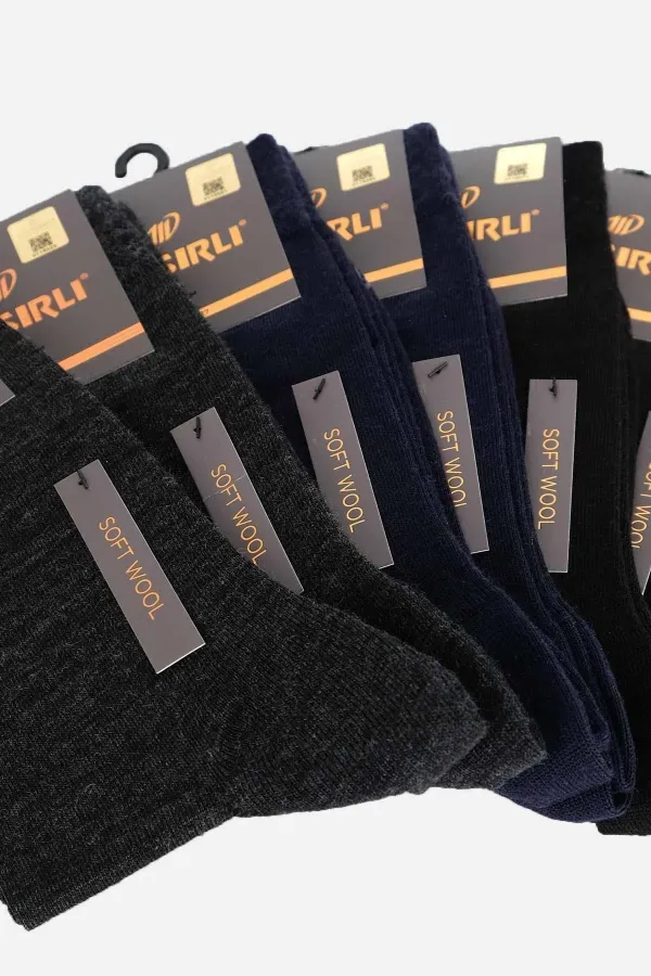 Mısırlı Erkek Soft Wool (Koyun Yünü) Kutulu 6 Çift Soket Çorap Çok Renki