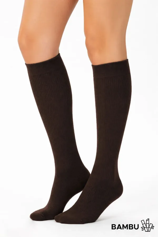 Unisex Bamboo Flight and Pilot Knee-High Socks with Special Strengthening Technology, Brown Unisex Bamboo Flight and Pilot Knee-High Socks with Special Strengthening Technology, Brown