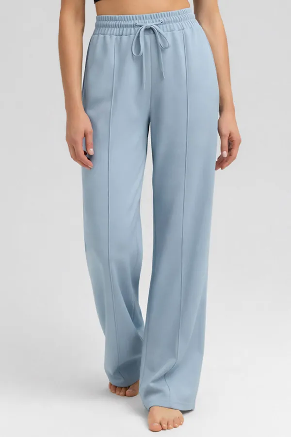 Mısırlı Kadın Modal Önü Dikişli Düz Paça Pantolon Mavi
