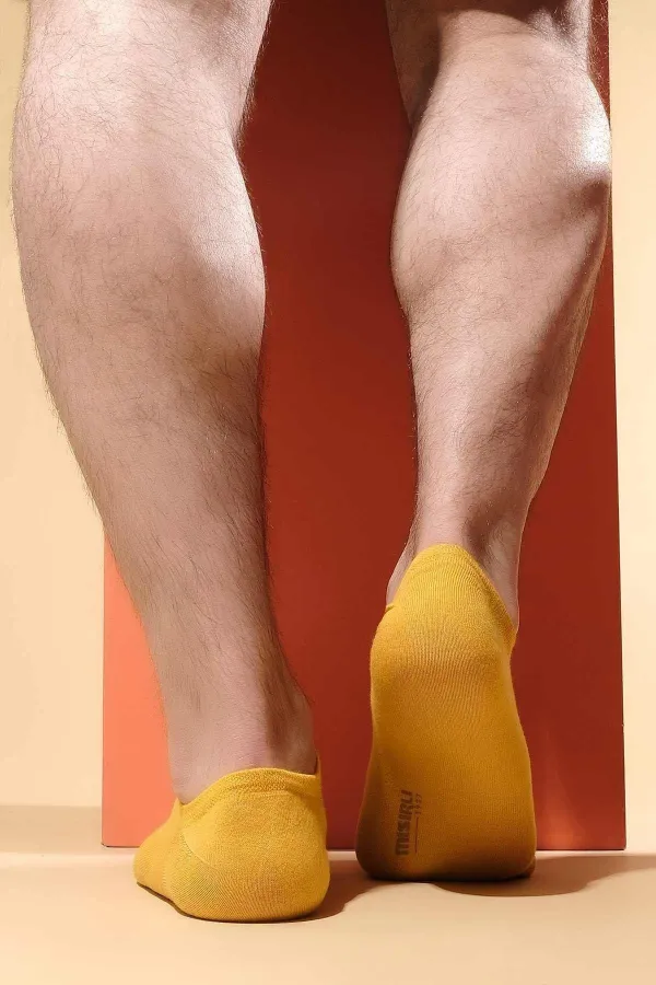 Mısırlı Erkek Organik Pamuklu Tekli No Show Çorap Sarı