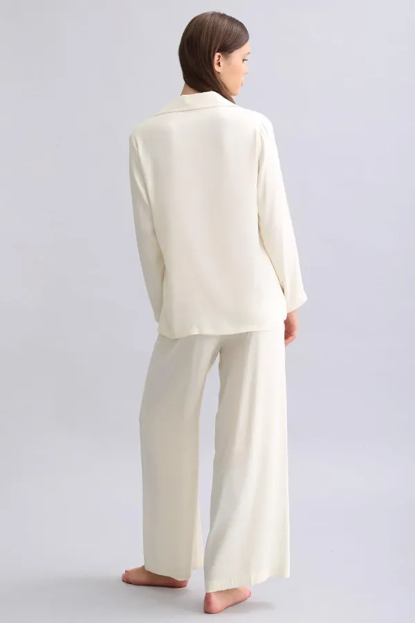 Mısırlı Women's Bamboo Pajama Set, Off-White