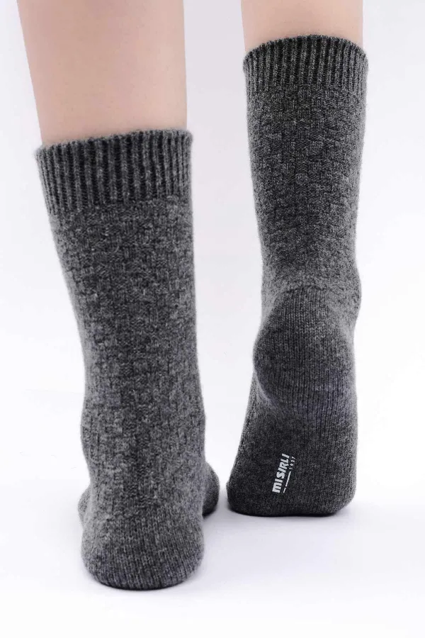 Mısırlı Kadın Koyun Yünü Tekli Soket Çorap Füme