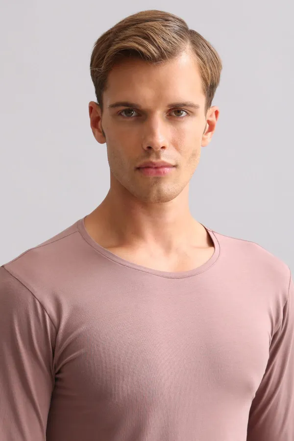 Mısırlı Modal By TENCEL HERCULES Slim Fit Bisiklet Yaka Uzun Kollu Fanila / T-Shirt Lavender