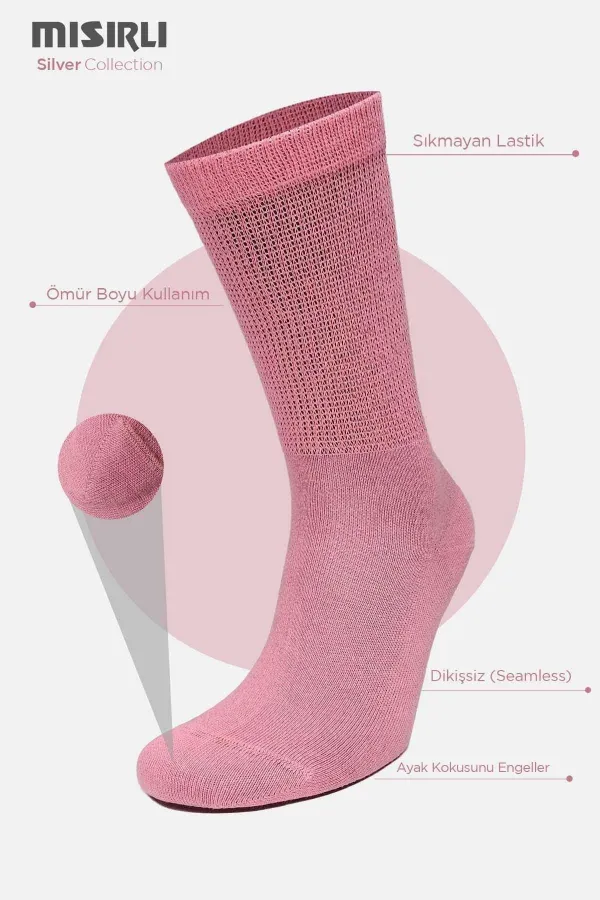 Mısırlı Kadın %10 GÜMÜŞ Madeni İçerikli Soket Çorap Pembe