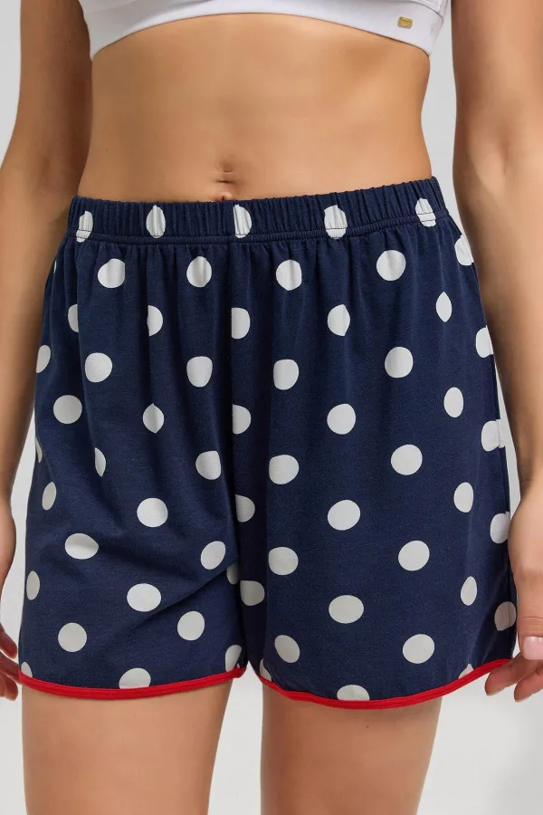 Mısırlı Kadın Modal Puantiyeli İp Askılı Şort Takımı Lacivert