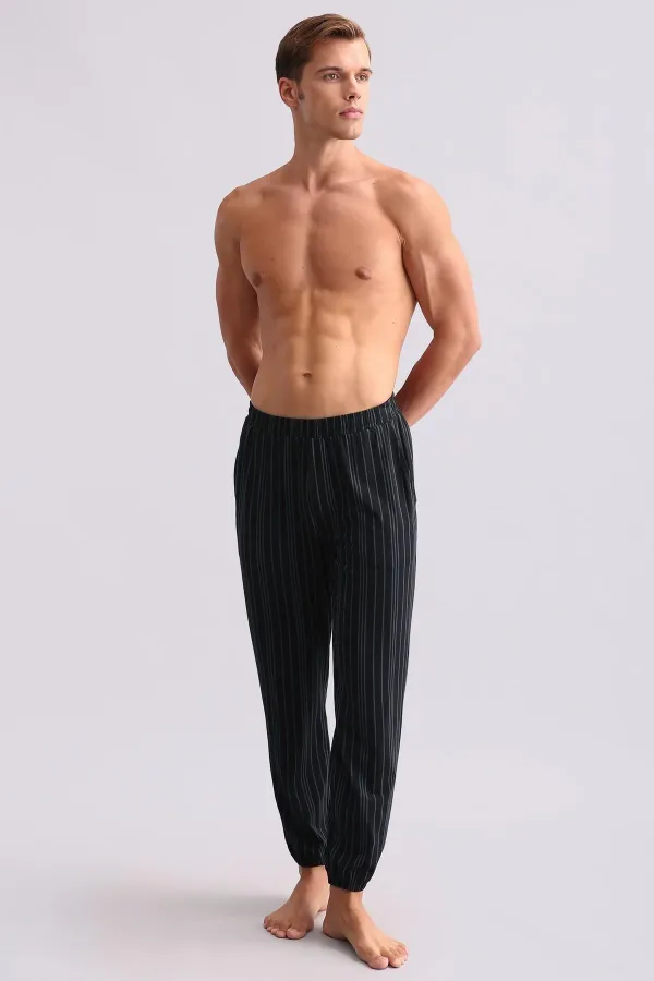 Pantalon de jogging en bambou noir pour homme, style égyptien