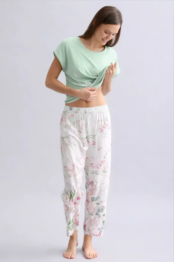 Mısırlı Kadın Örme Kısa Kol T-Shirt Yeşil