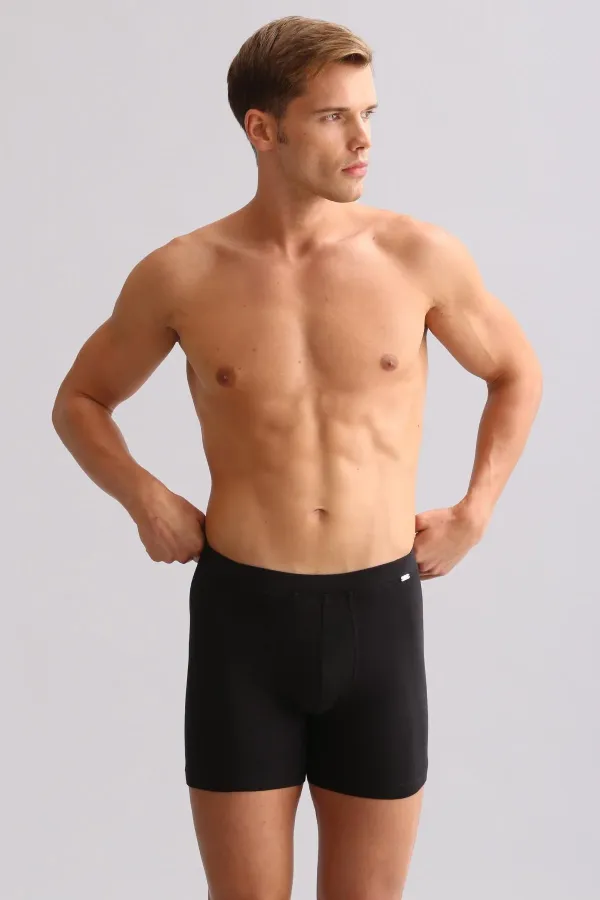Mısırlı BAMBU ZEUS LUXURY Regular Fit Metal Armalı Long Boxer Siyah
