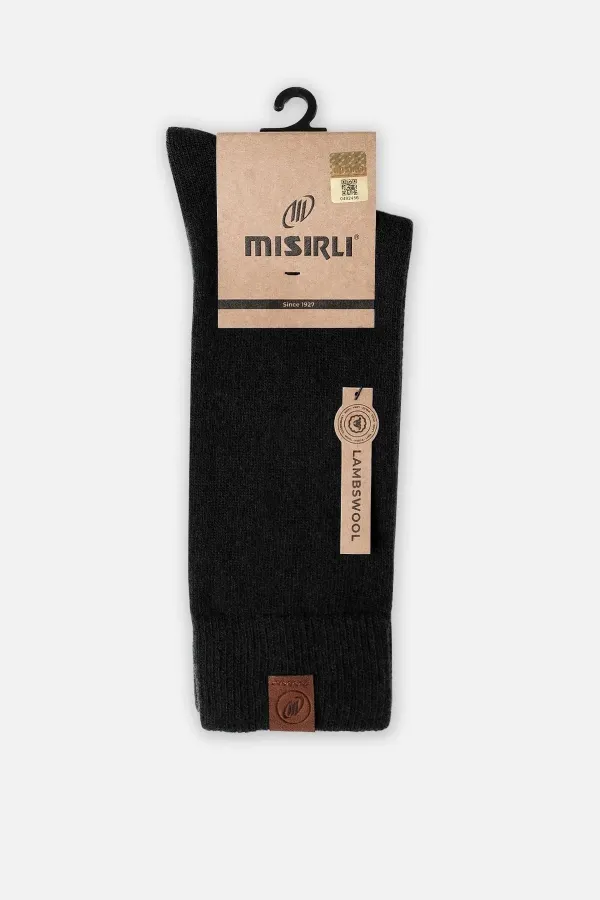 Mısırlı Erkek Kuzu Yünü (Lambswool) Tekli Soket Çorap Siyah